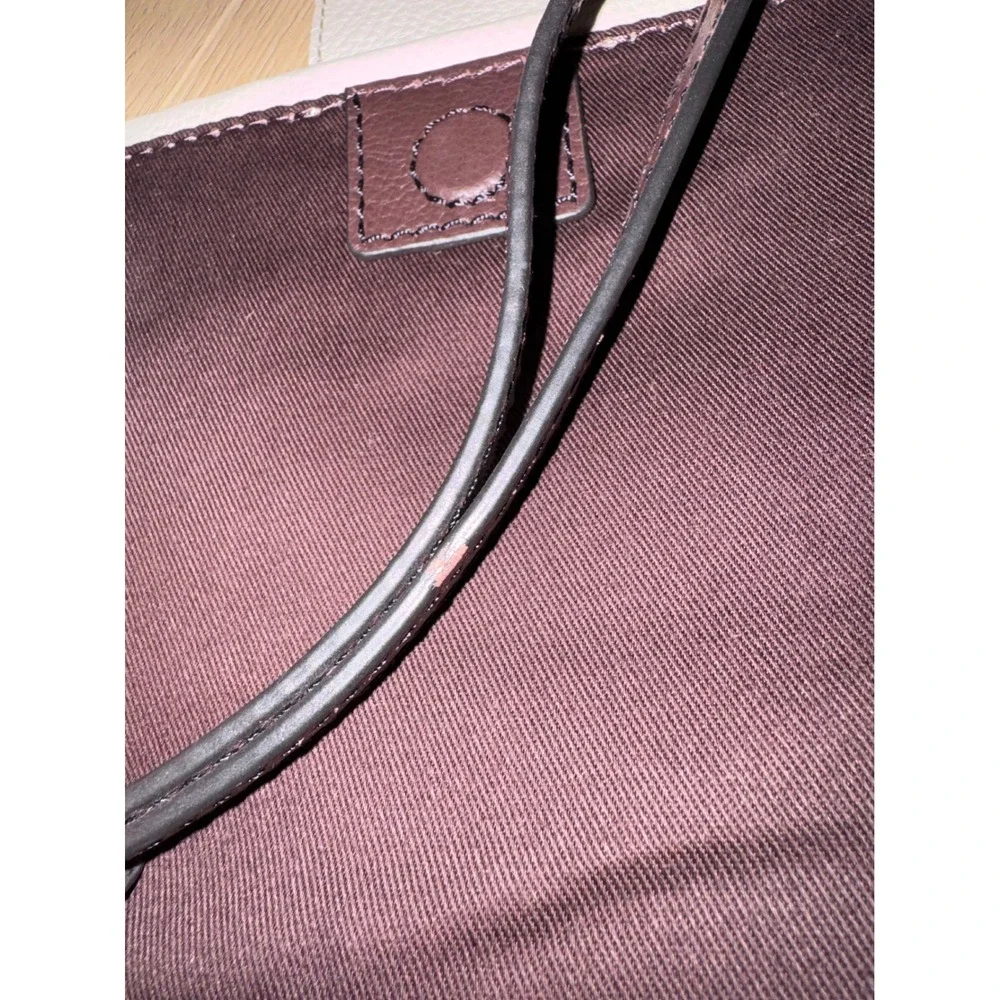 Fossil Crossbody Bag Women Burgundy Cream Pebbled Leather Flap Brass Hardware